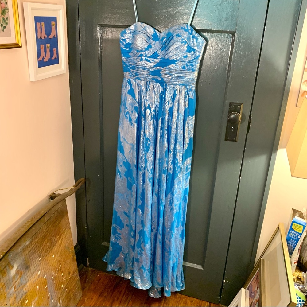 Aidan Mattox silk/metallic maxi dress